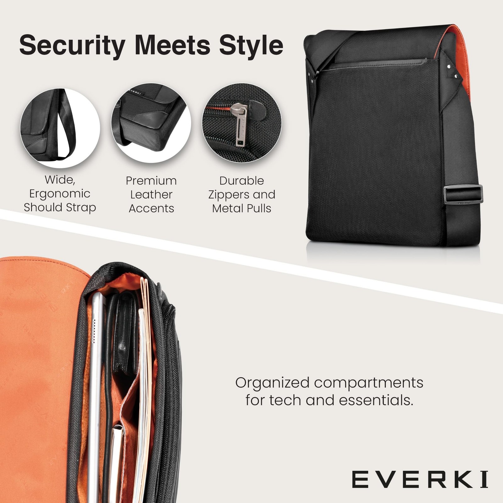EVERKI Venue X-Large Premium Mini Messenger Bag – Ideal for Mens Crossbody Ba…