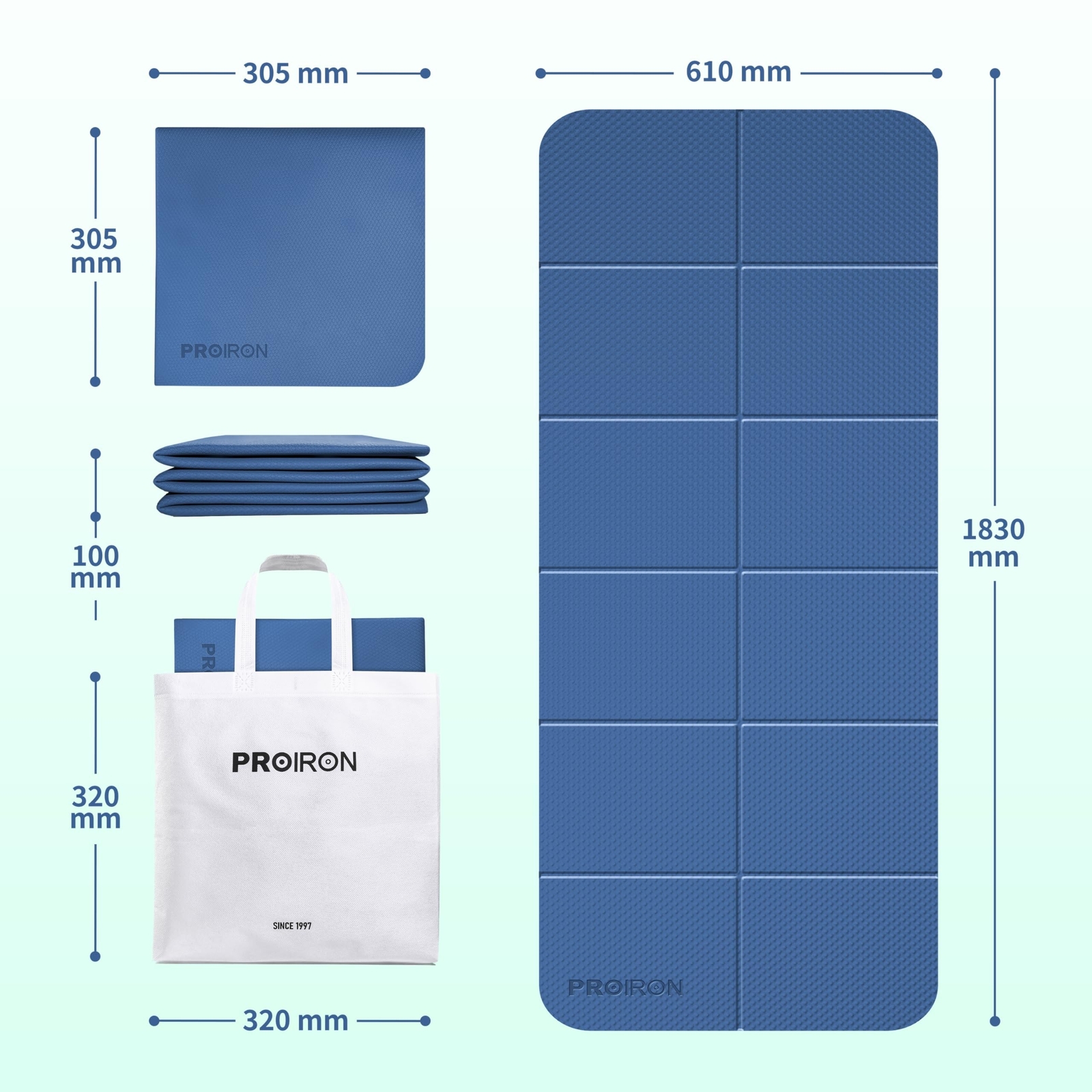 PROIRON Foldable 72“x24&Prime;x0.24”(6mm) TPE Yoga Mat,NOT PVC!!!-Folding