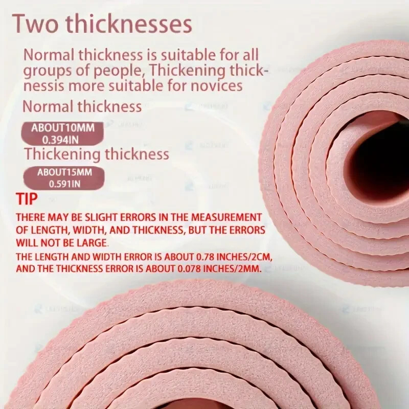 Exercise Yoga Mat Pink 185×60 cm – Gym Pilates, Meditation and Fitness Workouts