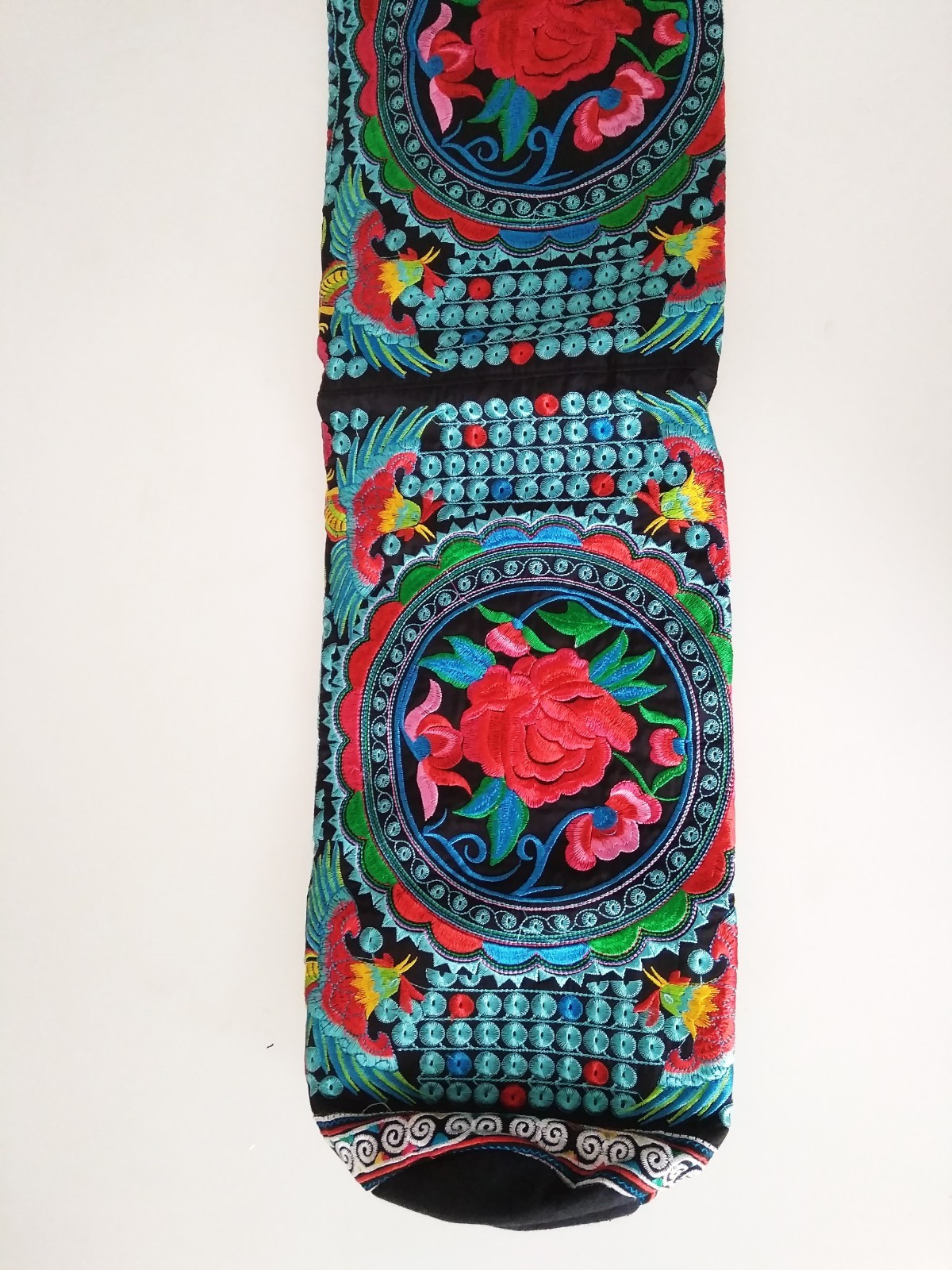 Handmade Fabric Yoga Mat Bag Accessory Blue Carrier Gym Tribal Art Thai Craft 5