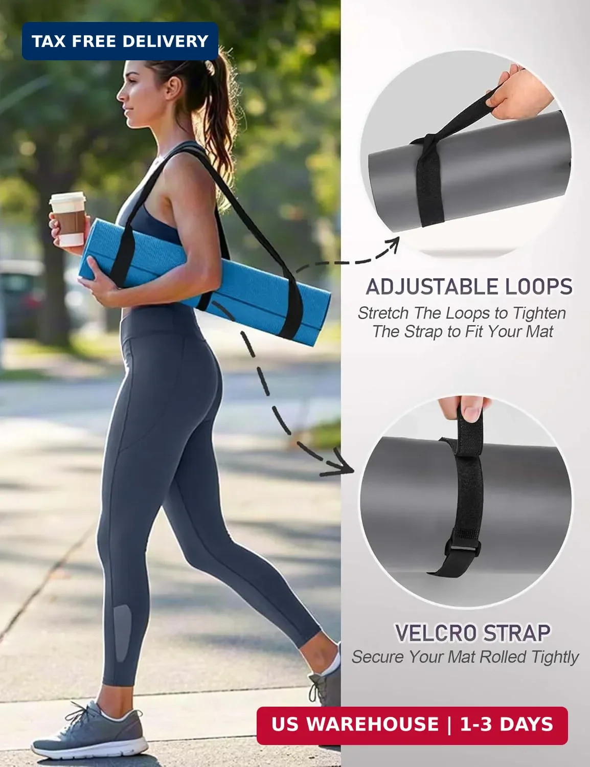 MRZZATA Yoga Mat Carrier Strap Long – Adjustable Thick and Wide Strap for Carryi