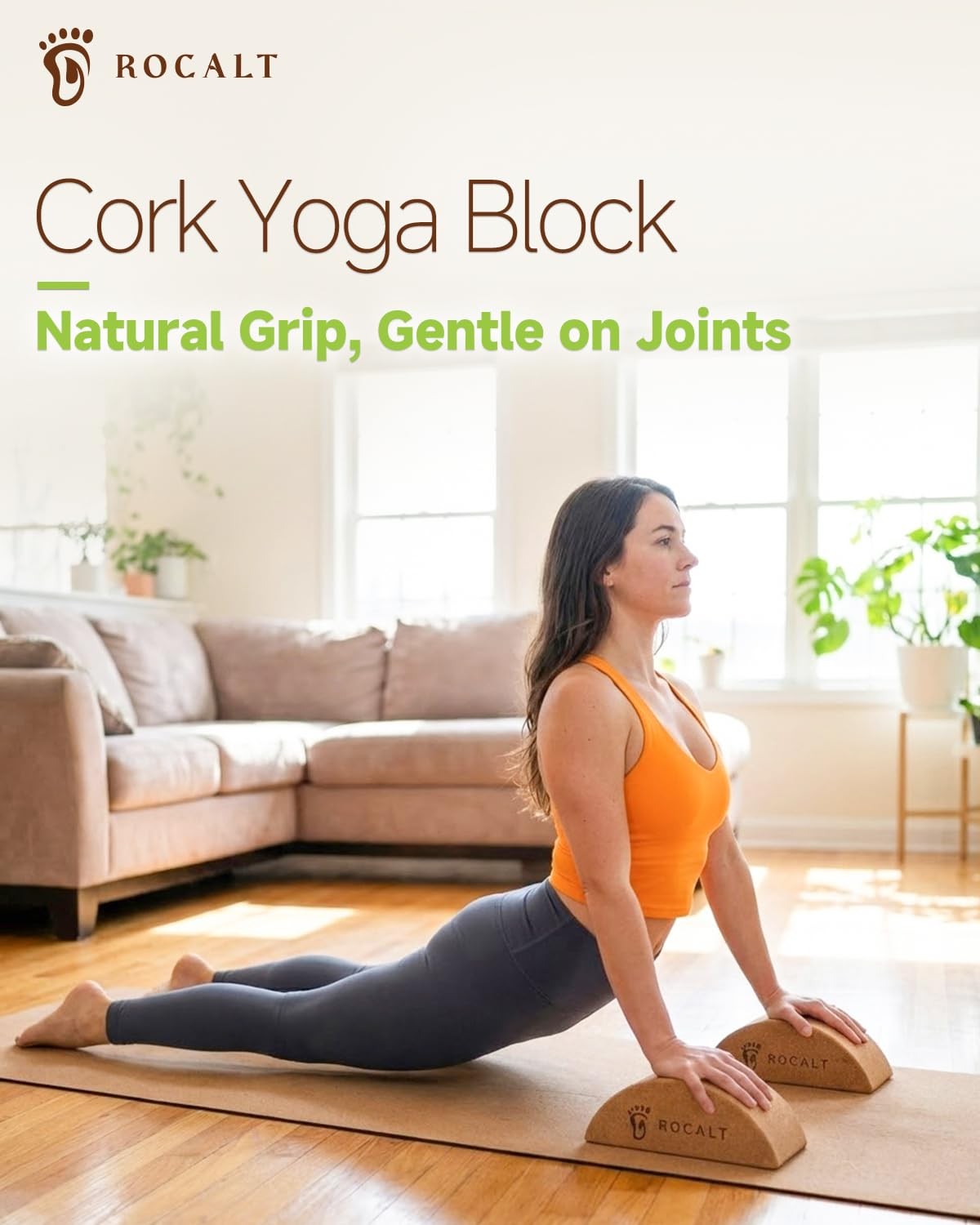 Rocalt Half Moon Cork Yoga Block and Foot Stretcher
