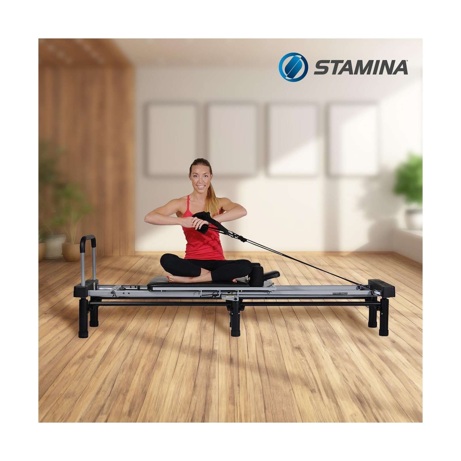 Pilates Reformer Workout Machine – Home Gym, 300lb Capacity, Black