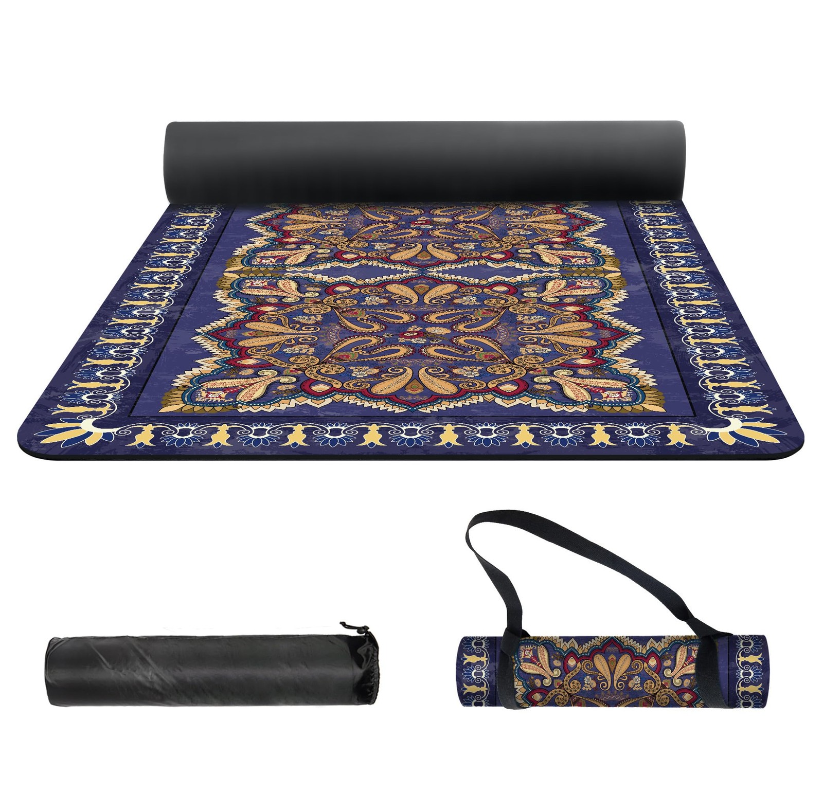 72×24 Inch 6MM Extra Thick Yoga Mat Print TPE Non Slip Fitness Carry Bag