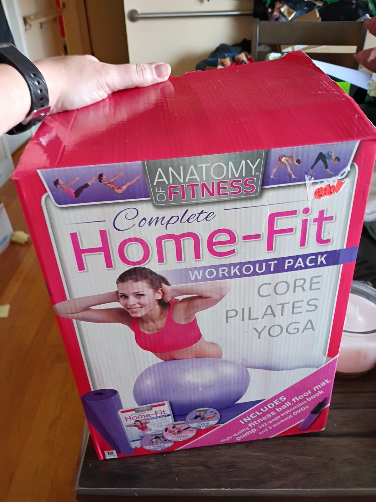 ANATOMY OF FITNESS HOME FIT WORKOUT PACK CORE PILATES YOGA BALL MAT PUMP DVDS