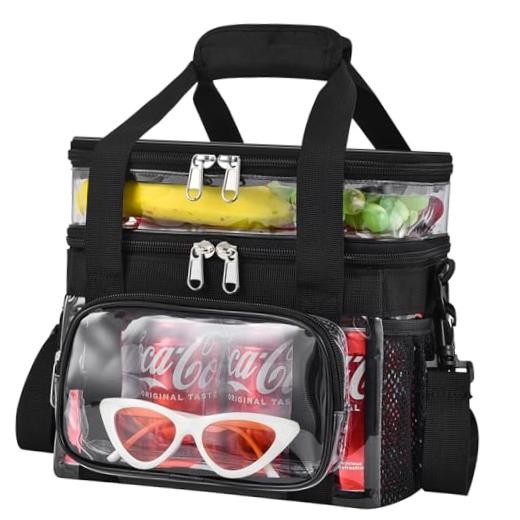 Clear Lunch Bag – Large Clear Lunch Bag for Work Double-Deck Reusable Lunch