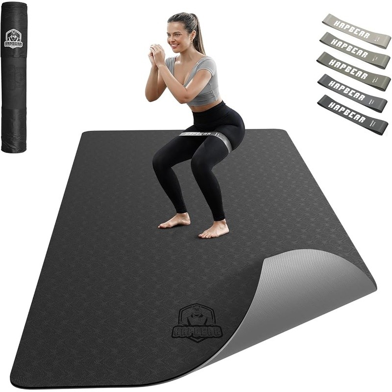 XL TPE Yoga Mat Thick Non Slip Workout Mat W/ Carry Bag Resistance Bands New