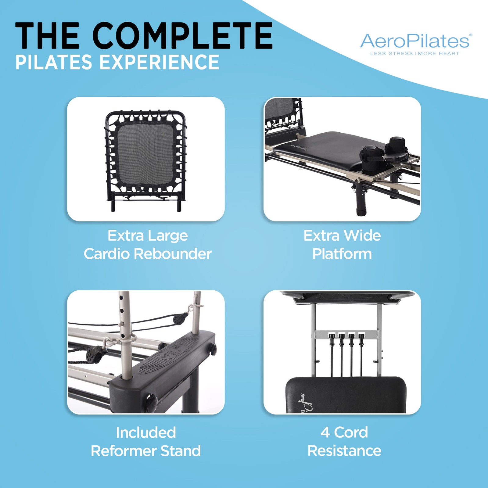 Aero Pilates Premier 700 Foldable Reformer Fitness Machine with Cardio Rebounder