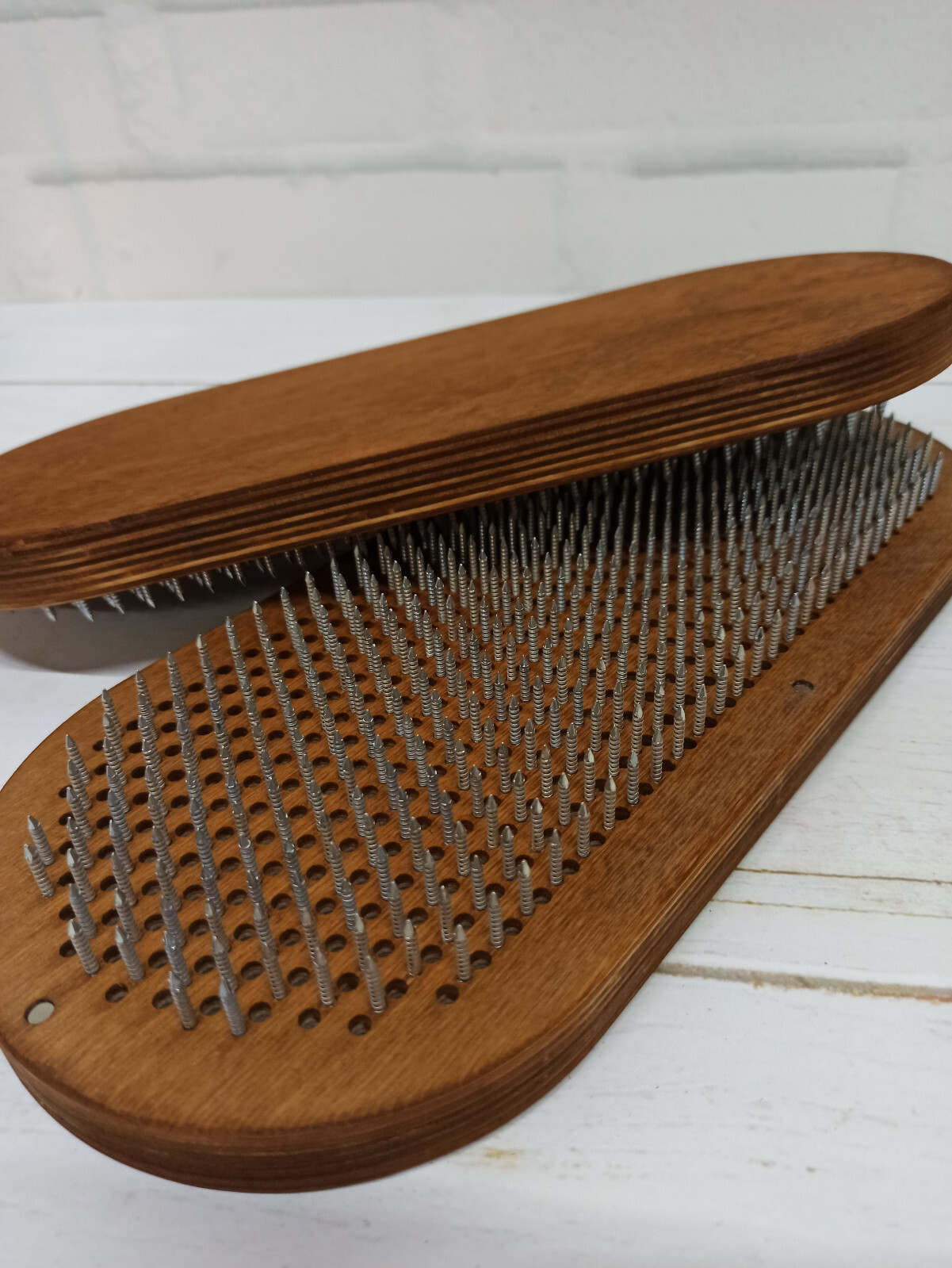 Sadhu board Natural wood Yoga tablet Aluminum nails 13.38&Prime;x5.9&Prime; Brown
