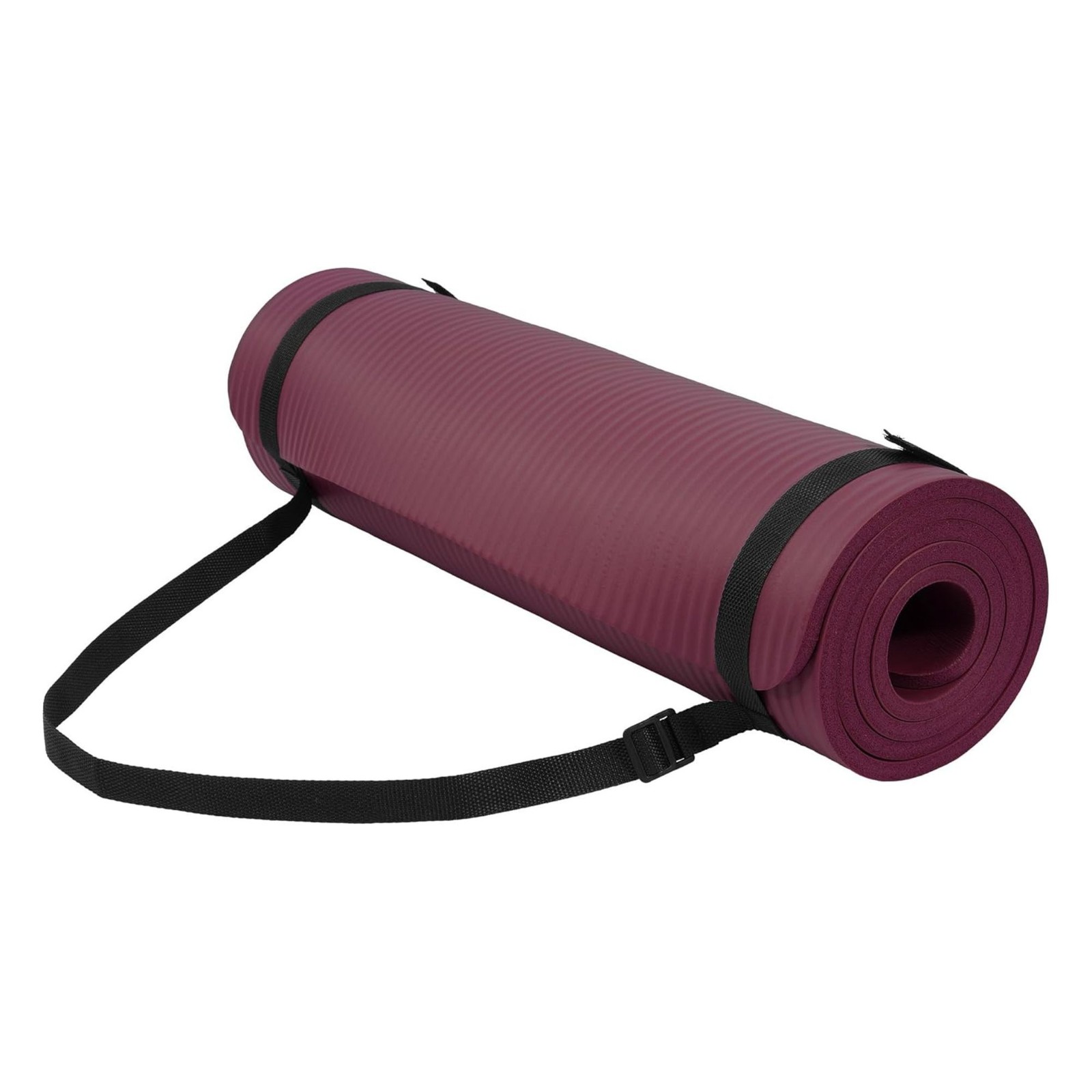 Fitvids 1/2&Prime; Thick High Density Yoga Mat, Carrying Strap, Deep Wine (Used)