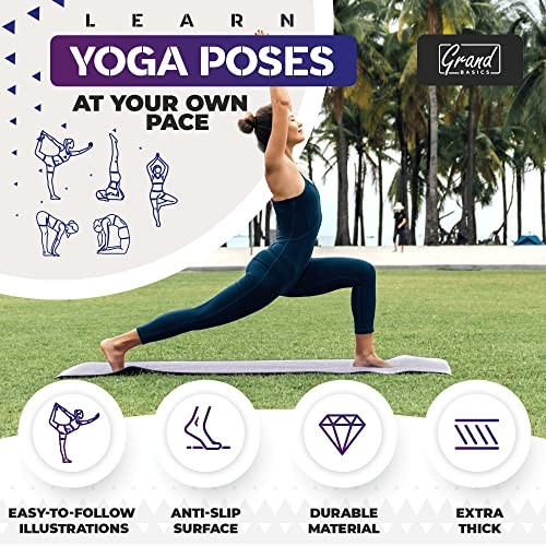 Instructional Yoga Mat with Carrying Strap: Cute Yoga Blue/Purple (68&Prime; x 24&Prime;)