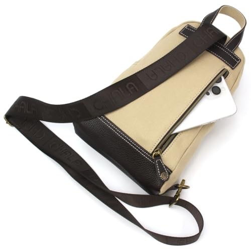 Canvas Sling Bag Women RFID Protected Canvas Crossbody Backpack Bird – Sand