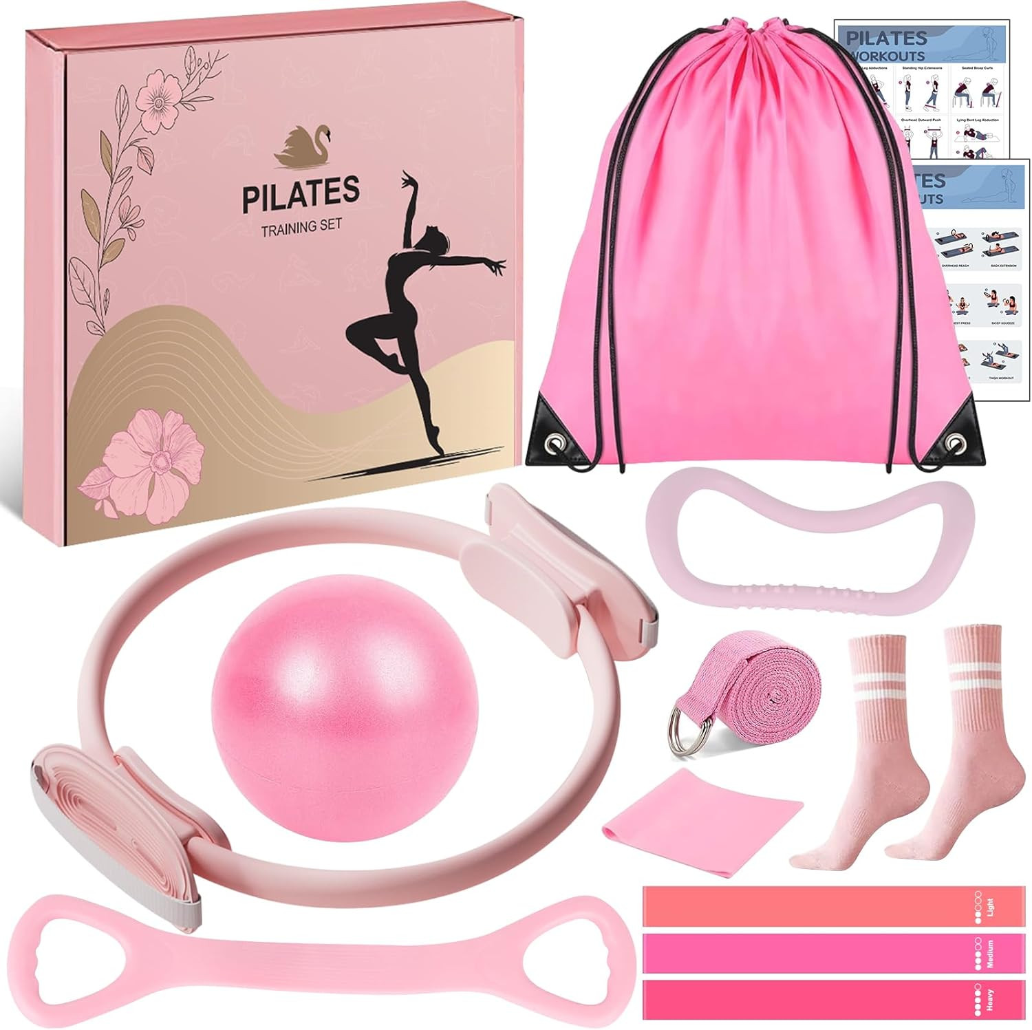 Pilates Equipment Set for Women, Pilates Ring and Ball Set with 15&Prime; Magic Circle
