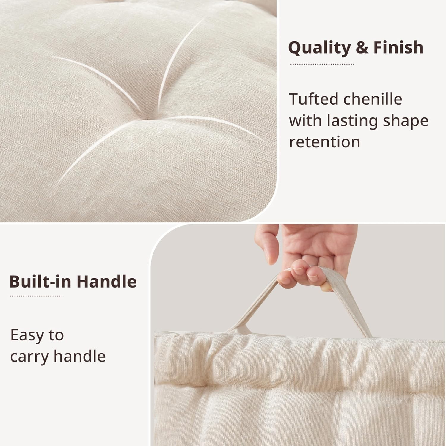 Large Floor Pillow for Adults Yoga or Meditation Cushion with Handle, Floor C…