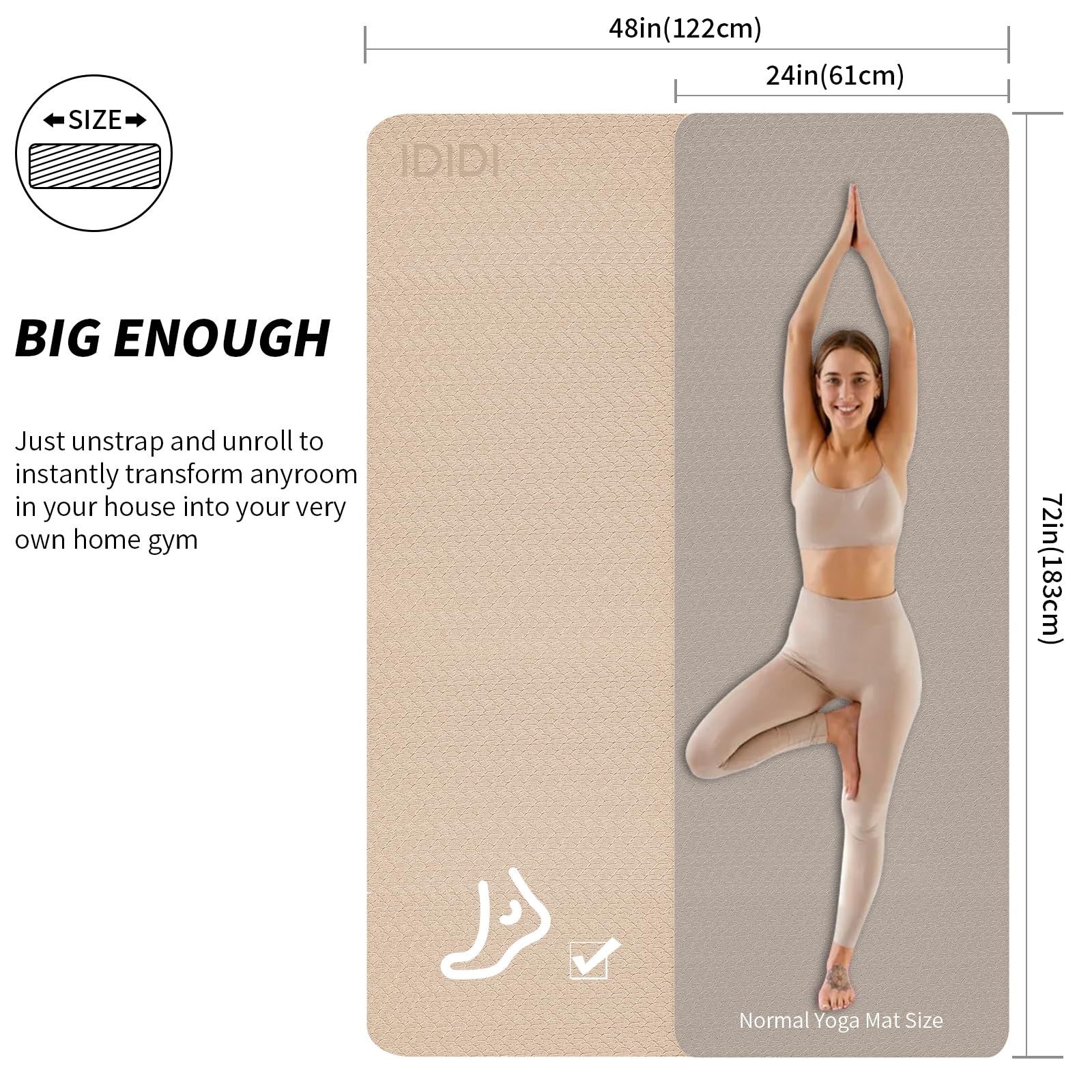 Large Yoga Mat (6 x 4 ) Extra Long and Wide Workout Mat for Men and Women Non