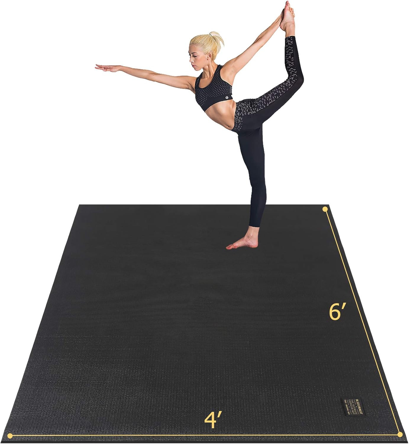 Extra Thick Non-Slip Yoga Mat for Home Gym – 6&rsquo;x4&prime;, 6&rsquo;x6&prime;, 7&rsquo;x5&prime; Options