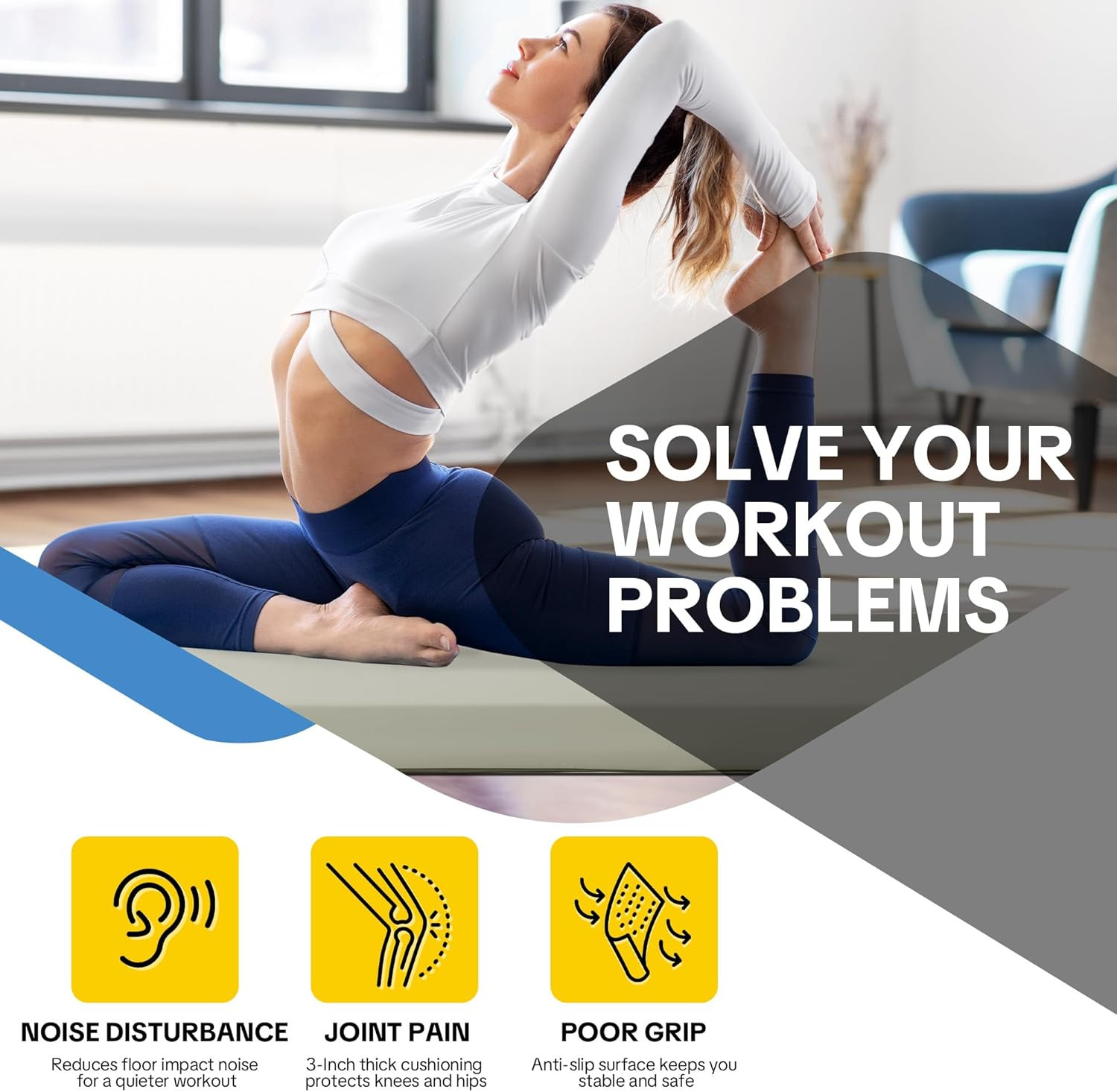 Extra Thick 3-Inch Yoga Mat – 68&Prime;x24&Prime; PU Leather for Fitness & Pilates