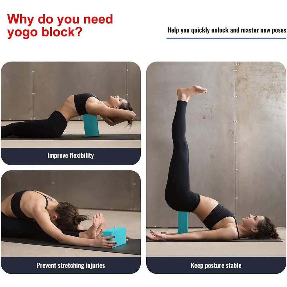 2pcs Yoga Blocks EVA Foam Exercise Brick Lightweight Odor Resistant for Home Gym