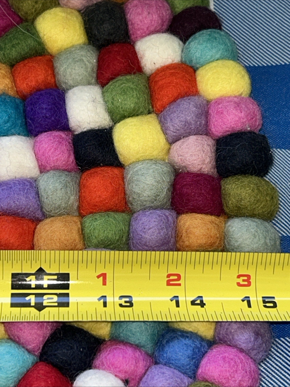 Handmade Pom Pom Wool Round Mat Boho Decor Trivet Plant Yoga Meditation Rug 15”