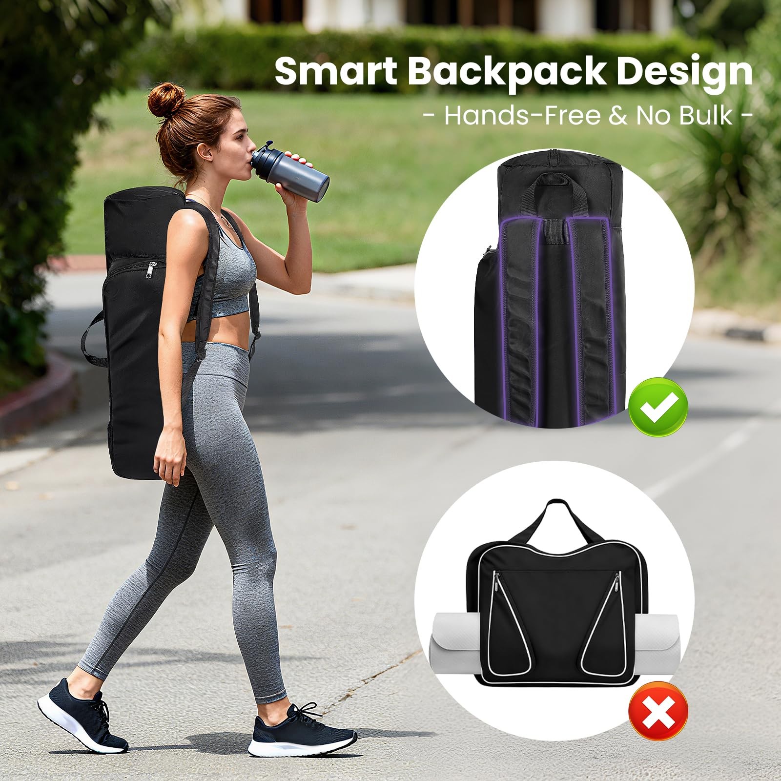 Yoga Mat Bag Backpack For Women Men MultiPockets Carrier For Gym Pilates