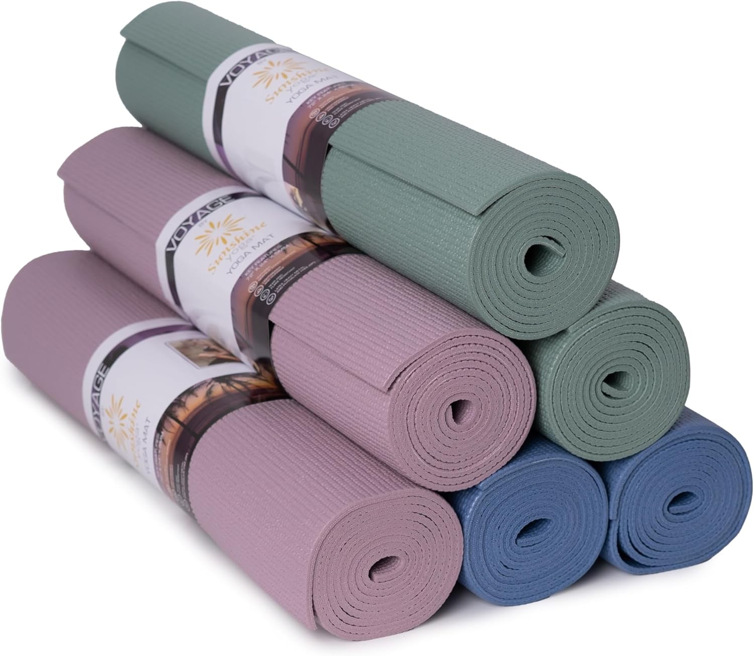 6 Pack 72&Prime; x 24&Prime; Voyage Yoga Mat – 5mm Professional Bulk Mats for Studio & Gym