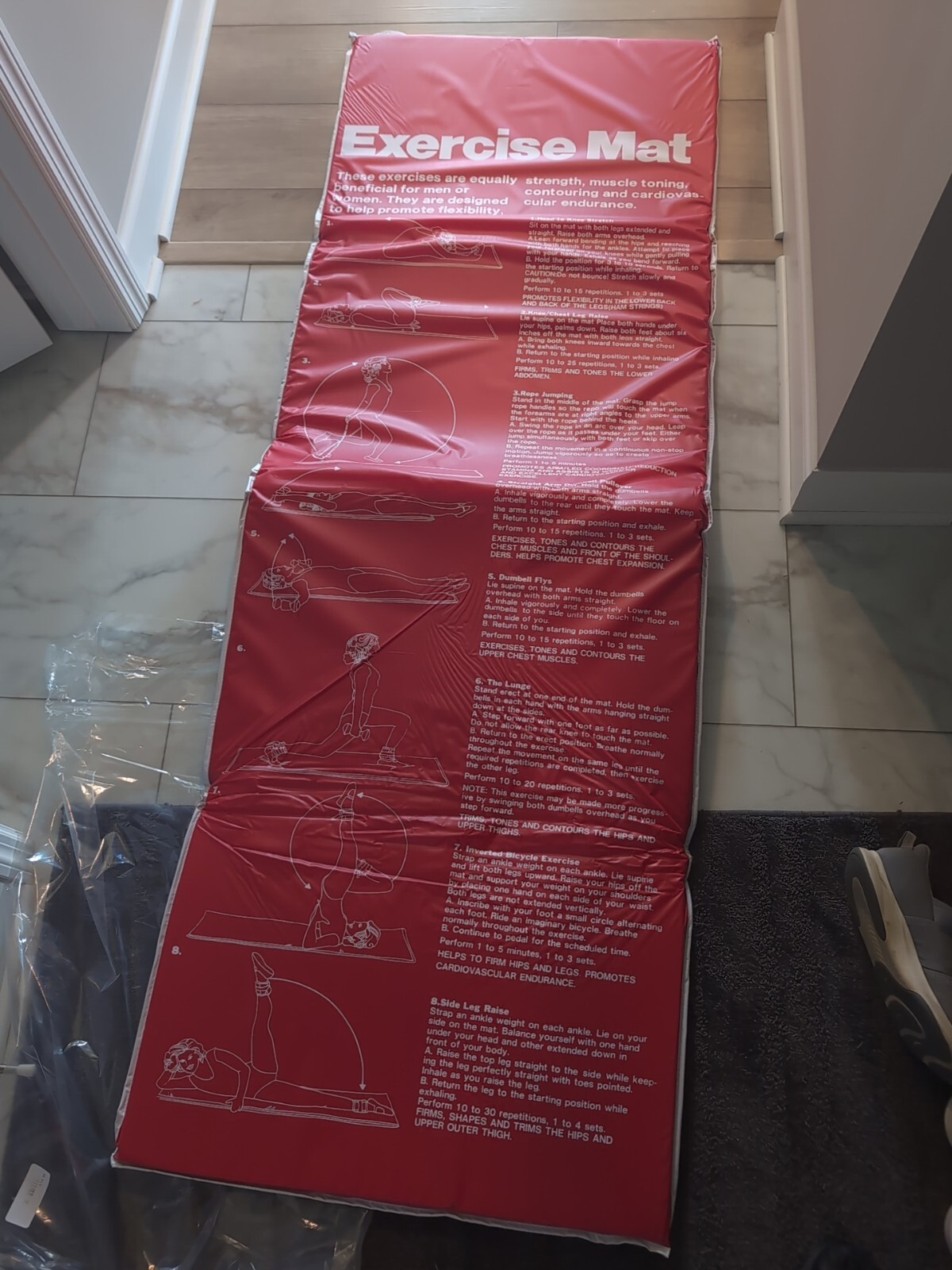 (5) Pack Lot PVC Folding Exercise Smart Mat Yoga Workout 74&Prime; X 24&Prime; Blue Red