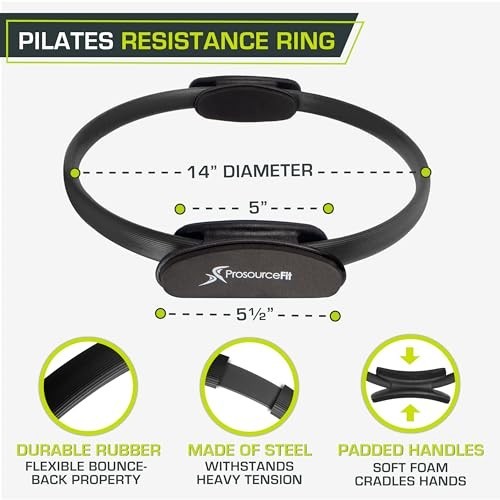Pilates Ring 14 Inch Padded Handles for Core Strengthening Rehab Workouts Light