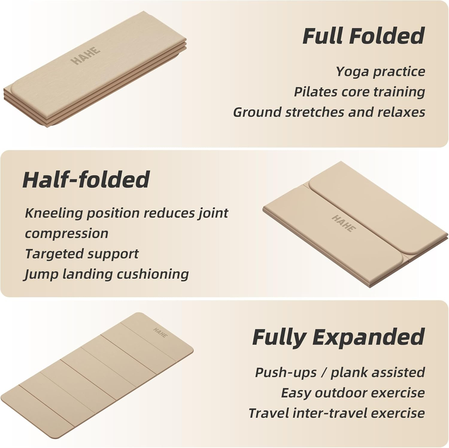 Portable Foldable Yoga Mat – Non-Slip, Thick, Ideal for Home & Travel Workouts
