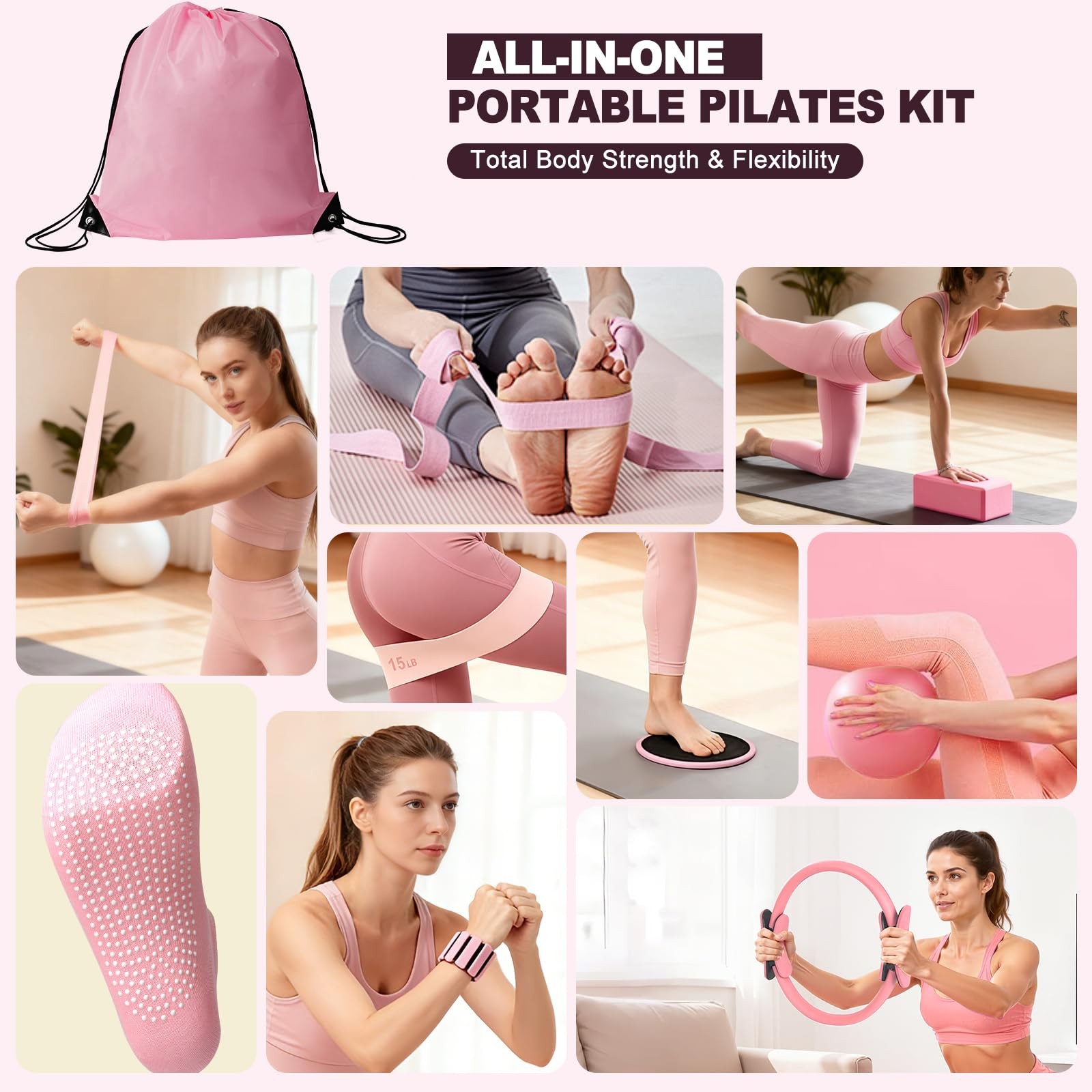 Pilates Kit, Home Pilates Workout Kit for Women, Pilates Equipment with Pilat…