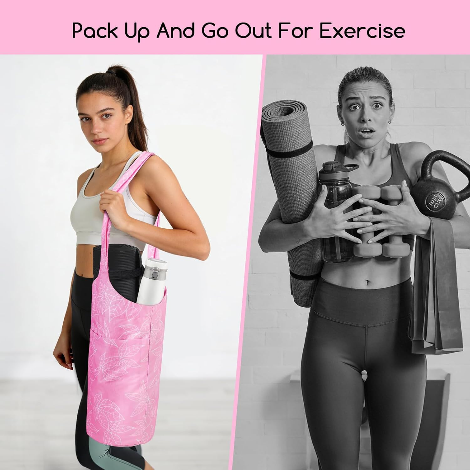 Yoga Mat Bag for Women with Large Size Pocket and Zipper Pocket,Yoga Bag Mat Car