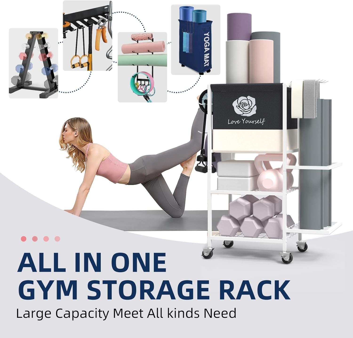 Yoga Mat Storage Rack Gym Storage Rack Gym Workout Equipment Storage Organizer