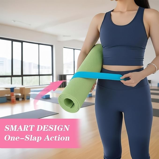Yoga Mat Strap, One Snap Yoga Mat Slap Band for Keep Mats Tightly Rolled, Elasti