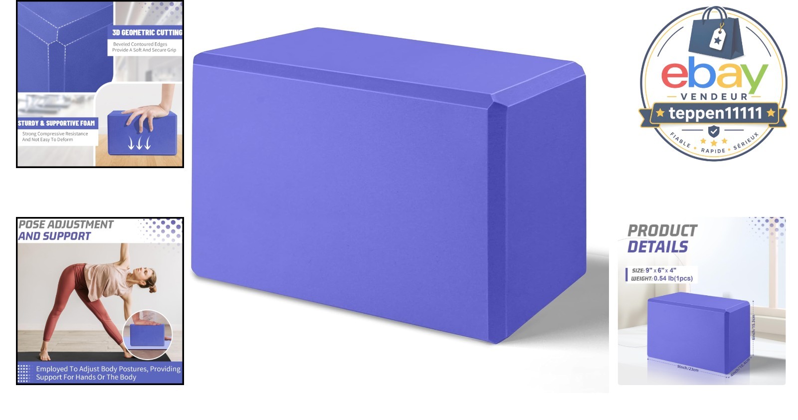 Yoga Blocks 9x6x4 Inch EVA Foam Non-Slip Exercise Block