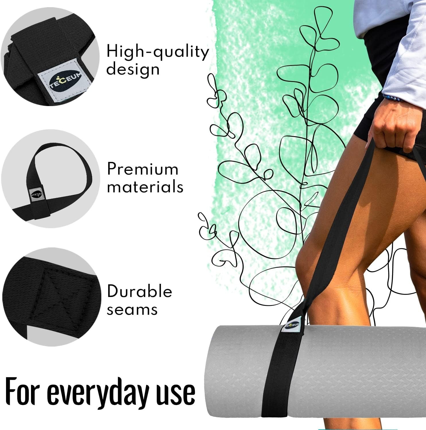 Versatile 2-in-1 Yoga Mat Strap – 64 In, 30+ Colors, Eco-Friendly Cotton Design