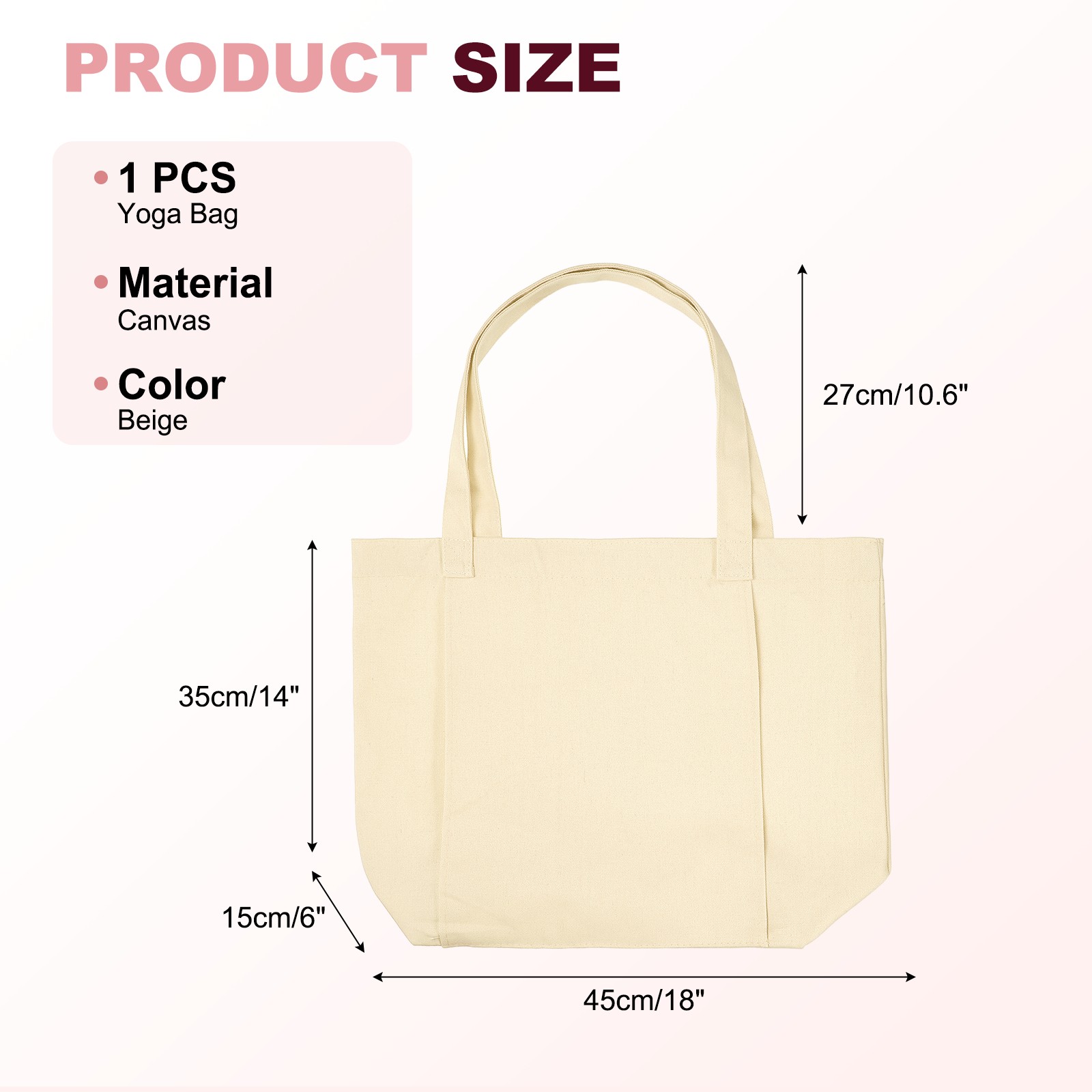 1 Pcs Yoga Bag, Tote Pilates Bag with Yoga Mat Holder Canvas & Beige