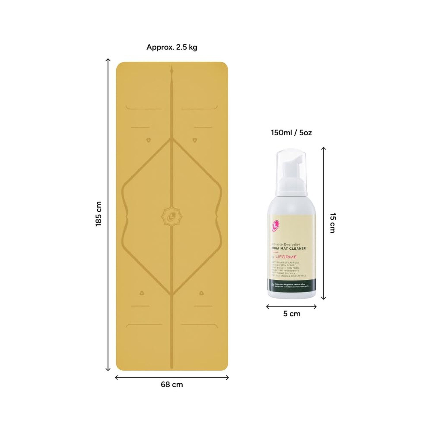 LIFORME Original Yoga Mat & Ultimate Everyday Yoga Mat Cleaner- Bundle Pack R