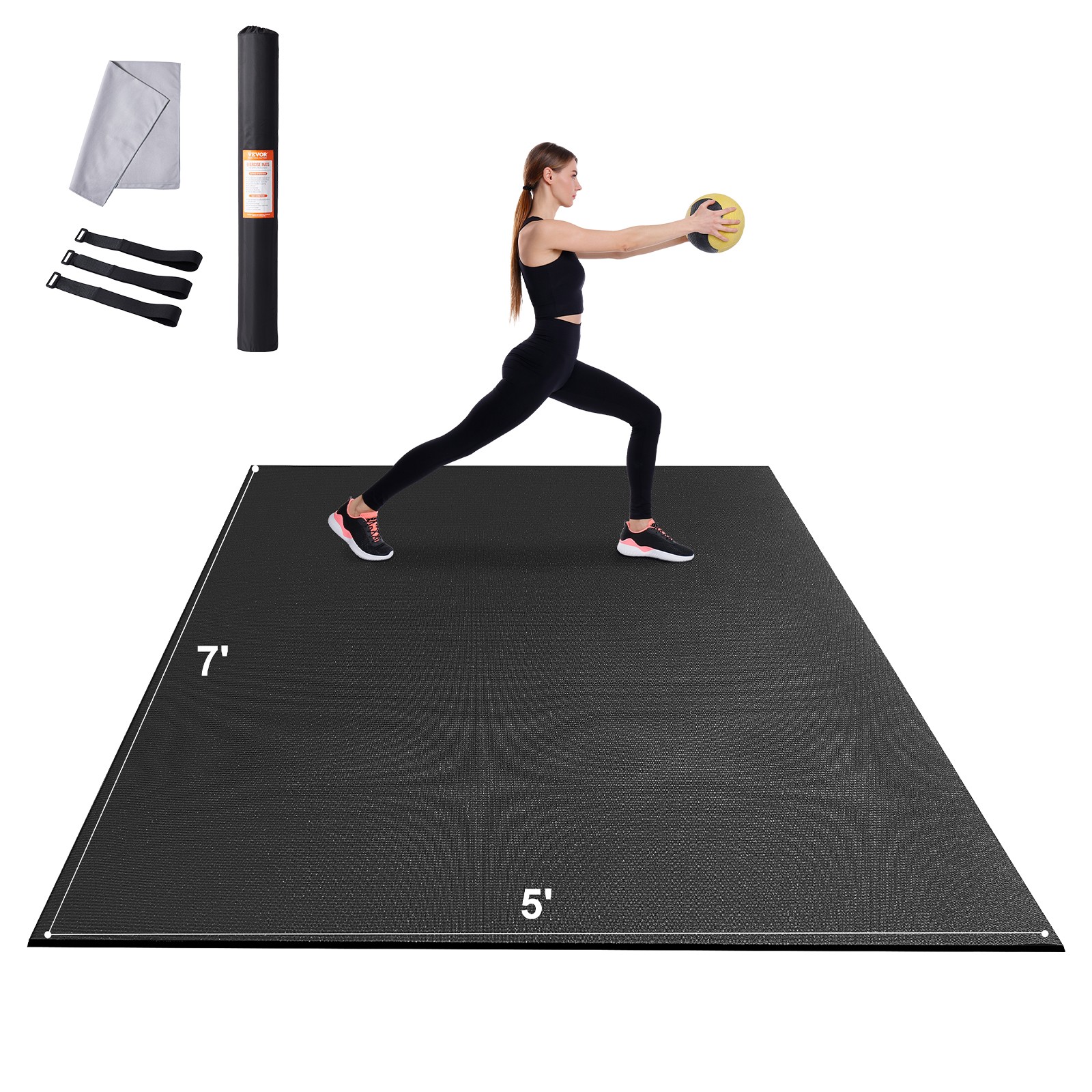 VEVOR Exercise Mat Non Slip Yoga Mat Gym Fitness Pilate Workout Mat (7x5ft)