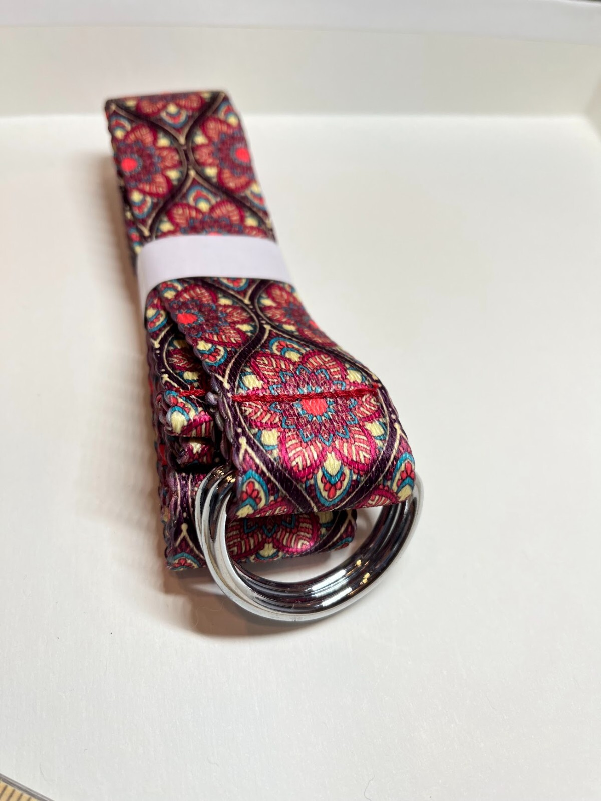 patterned D ring yoga strap- 6 feet new! blue paisley print