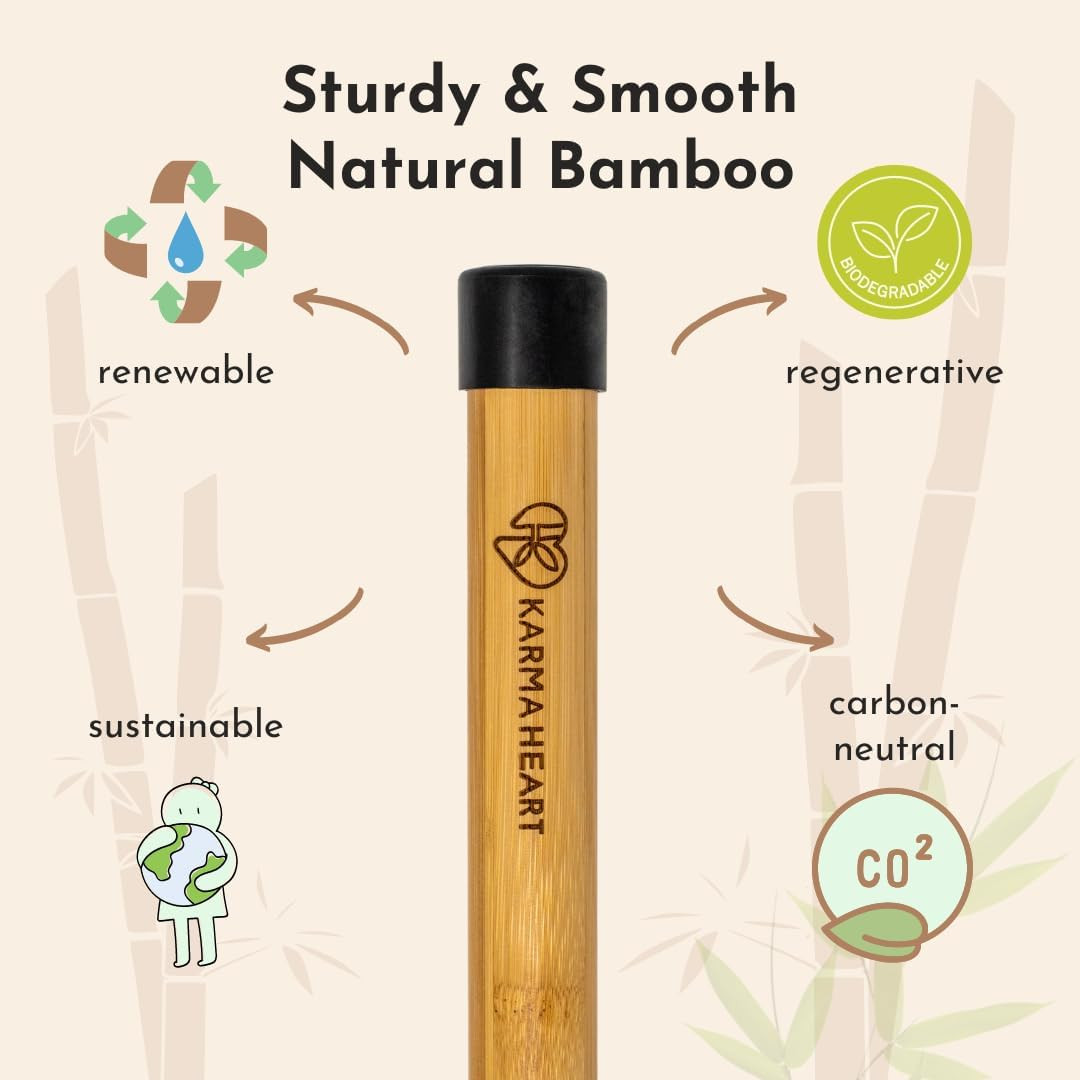 Natural Bamboo Yoga Stick 5Ft Stretch Bar with Rubber Ends