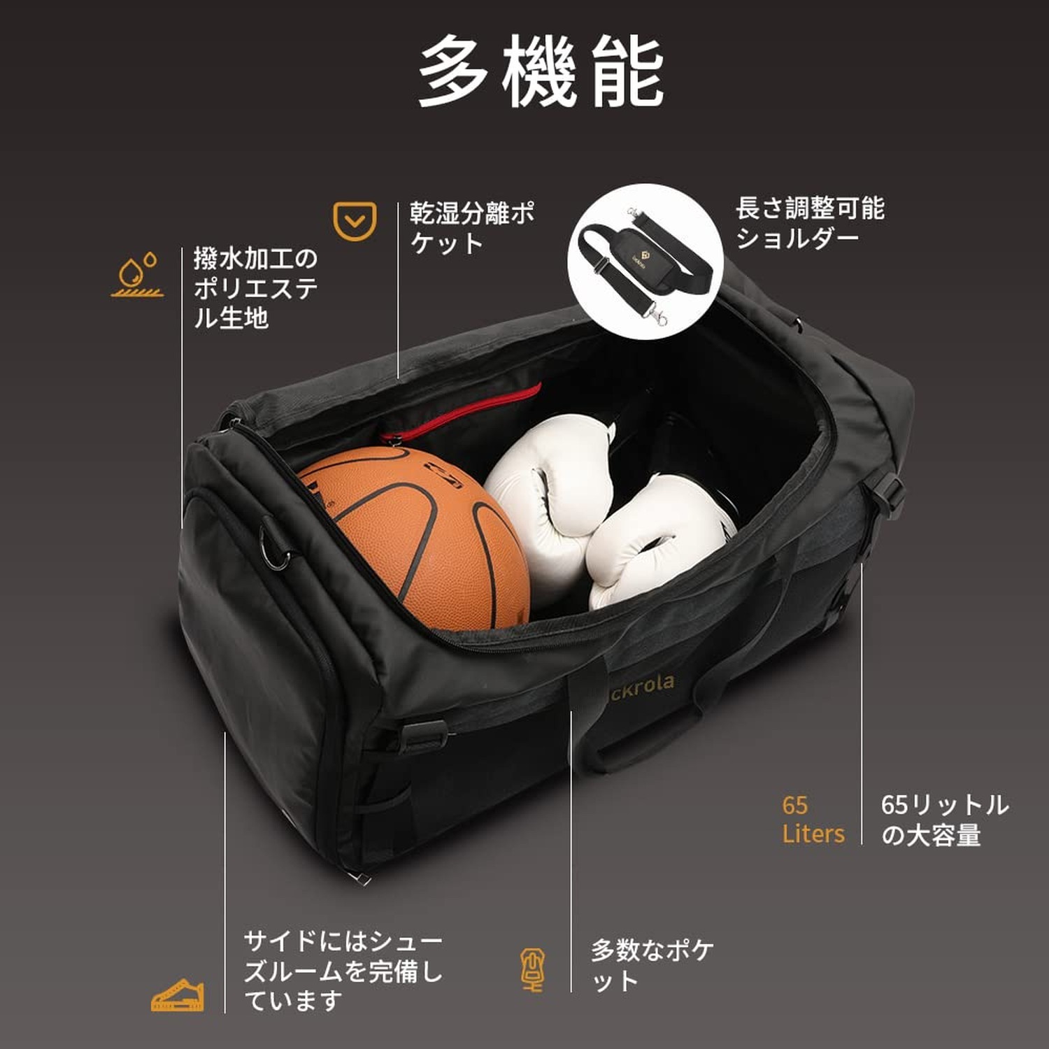 Large Sports Gym Bag, Travel Duffel bag with Wet Pocket & Shoes Compartment f…
