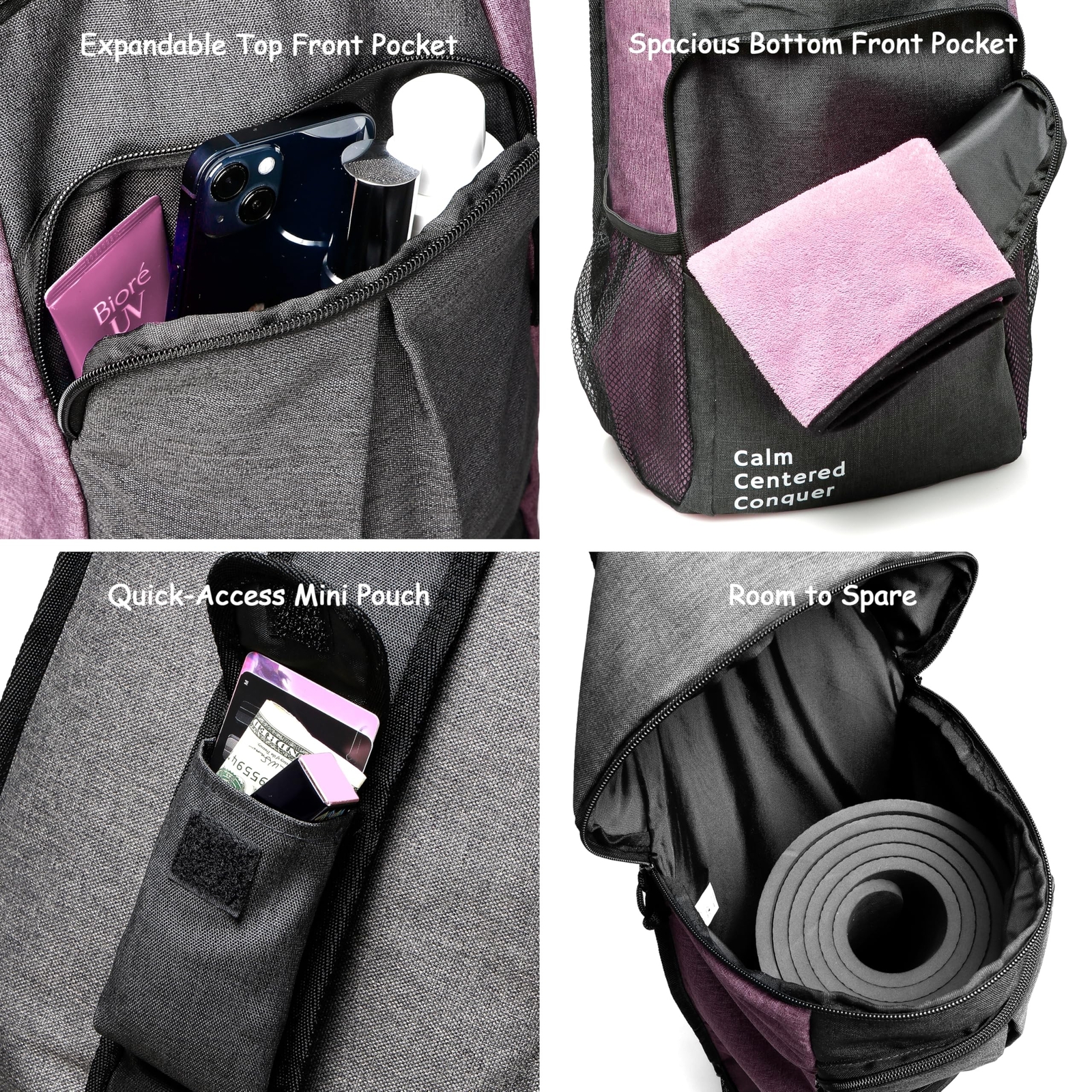 Yoga Mat Bag Carrier – Large Pockets & Water Bottle Holders. Yoga Backpack Fi…