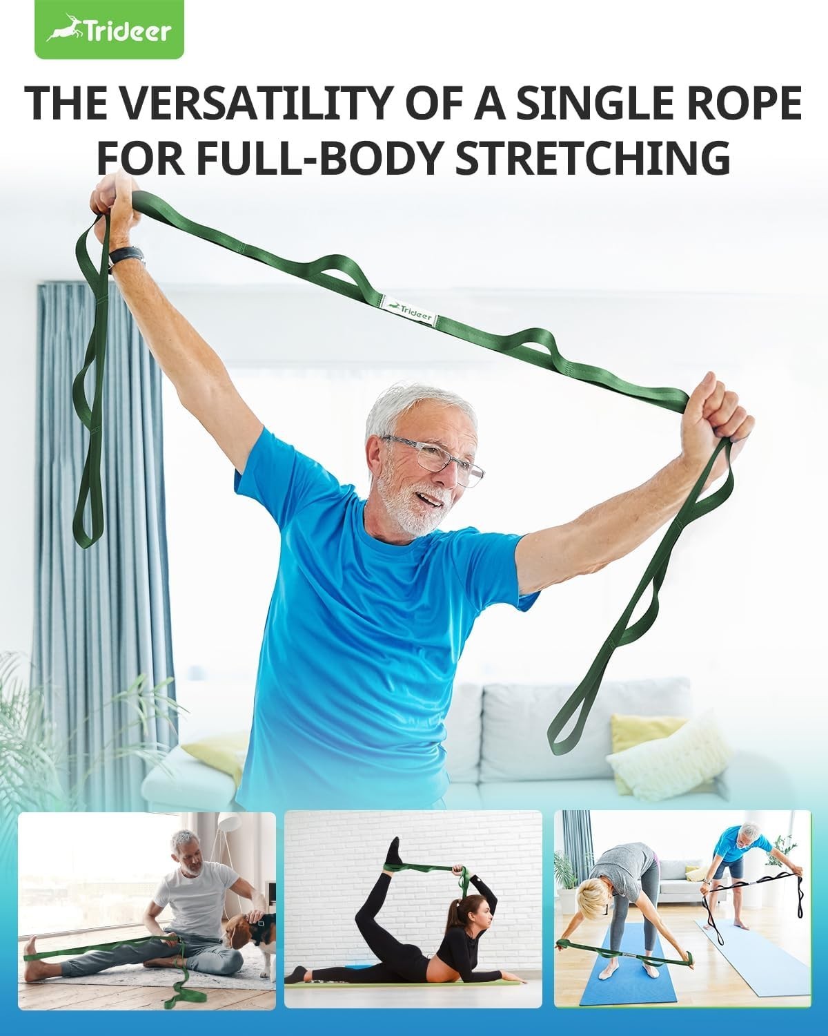 Versatile 75-Inch No-Stretch Yoga Strap for Therapy & Mobility – Green