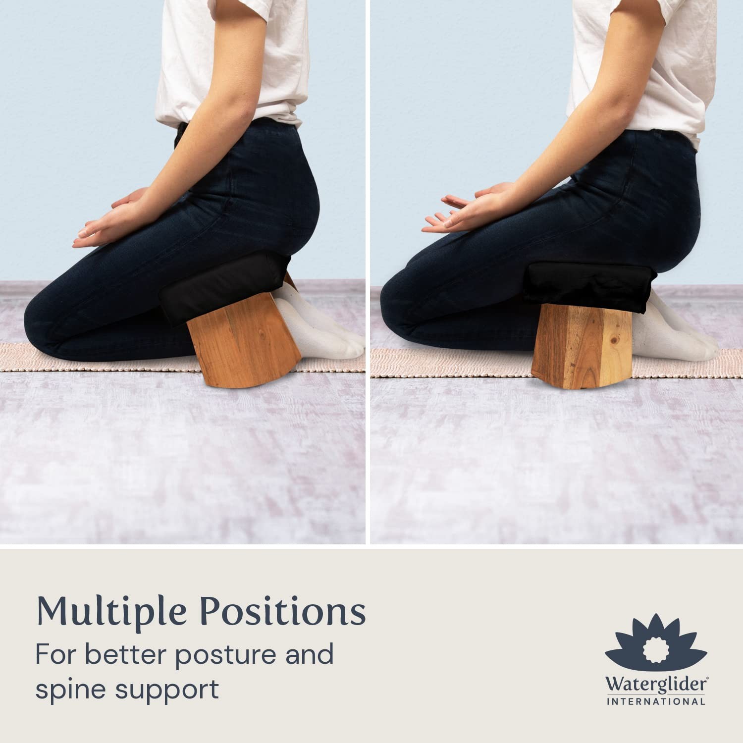 Meditation Bench (Zen Black), Seiza, Sustainable Acacia Wood with Curved Bott…