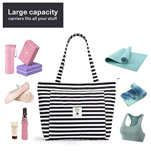 Yoga Bags for Women with Yoga Mats Bags Carrier Carryall Canvas Tote stripes