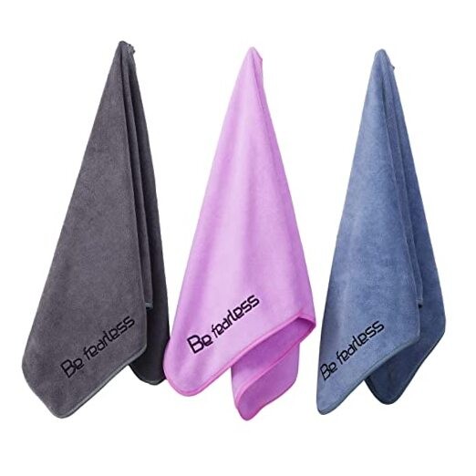 Microfiber Gym Towels Bigger Size Super Soft 3P-15×31 inches Grey+blue+purple