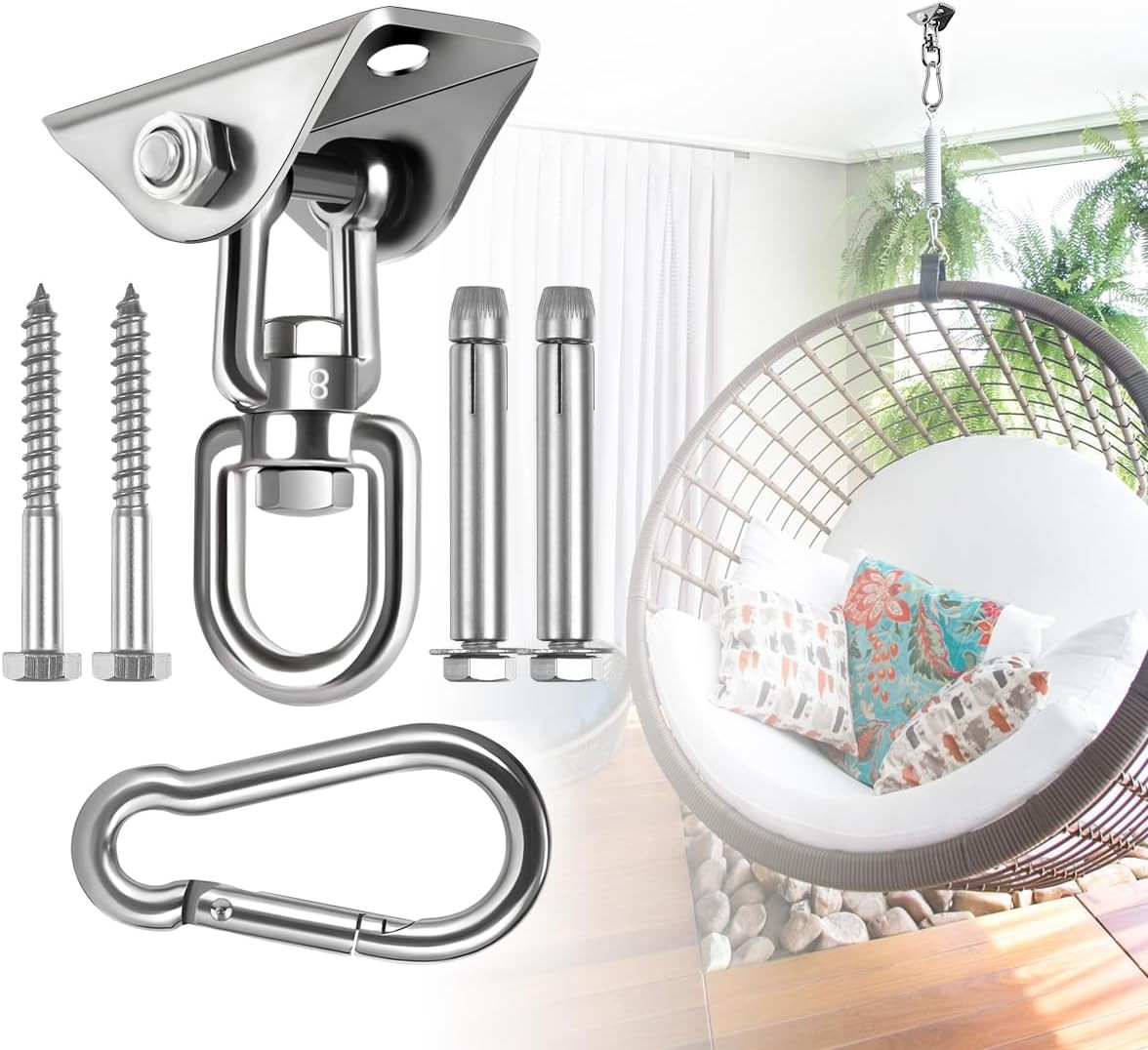 Hammock Hanging Kit,Hanging Chair Hardware 360°Rotating 1000 lb Capacity