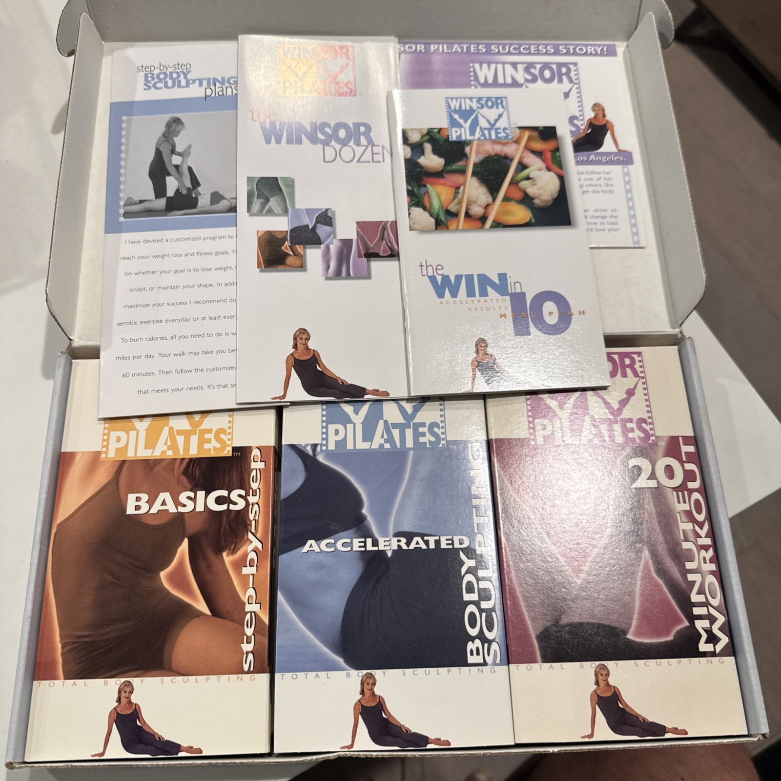 Windsor Pilates Total Body Sculpting VHS Tapes, Set of 3, Meal Plan Booklet