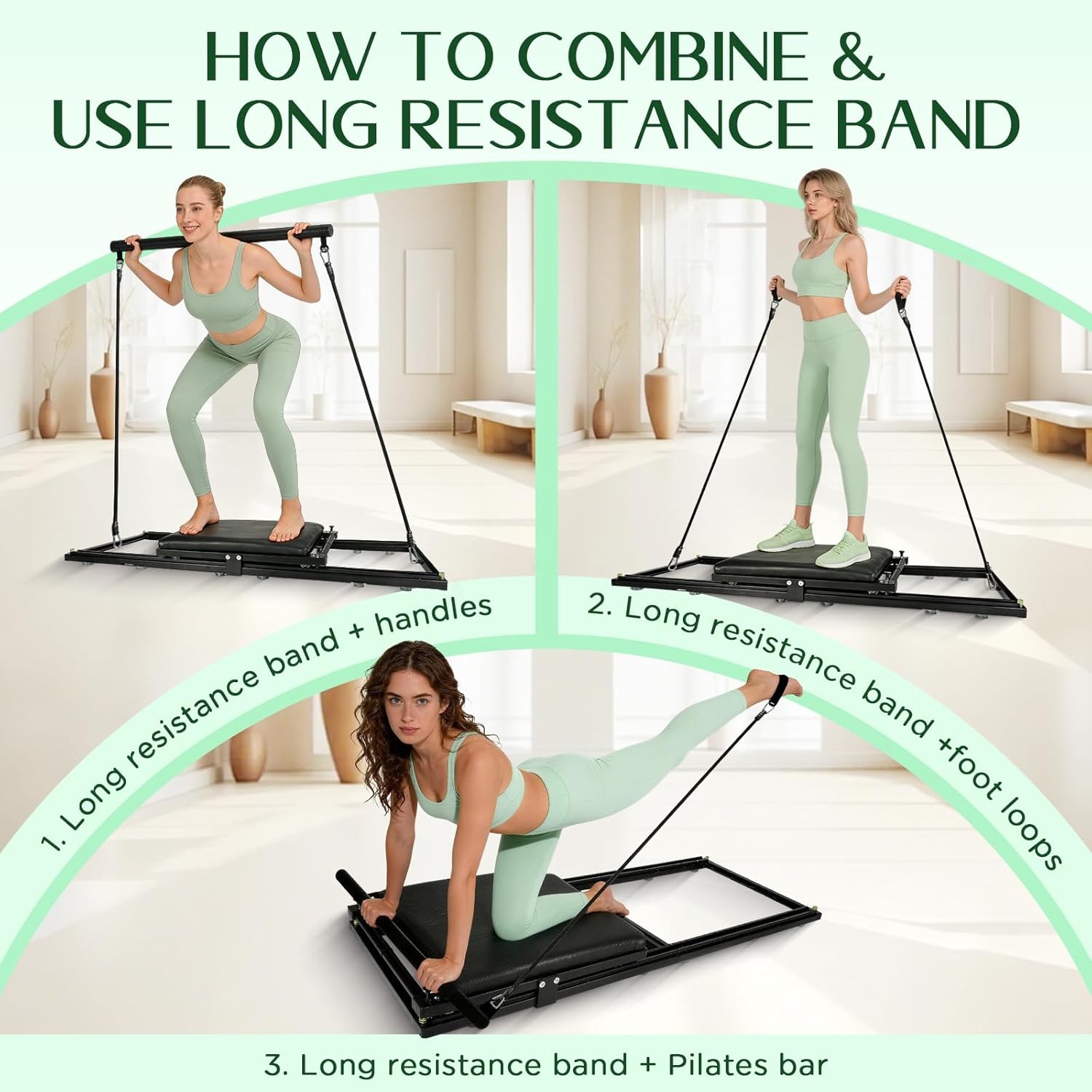 Pilates Board, Foldable Pilates Reformer Set, Multi-Purpose Iron Extended