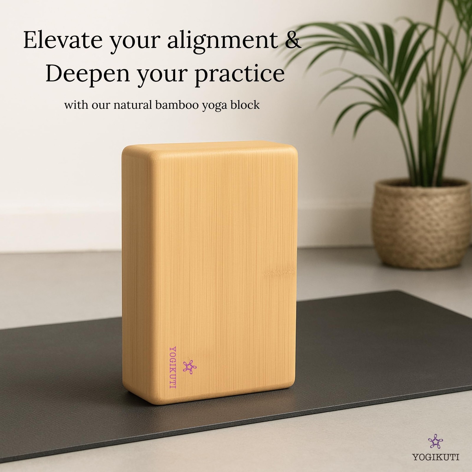 Yogikuti Bamboo Yoga BlockPremium Wooden Support Block for Iyengar Yoga, NonS…