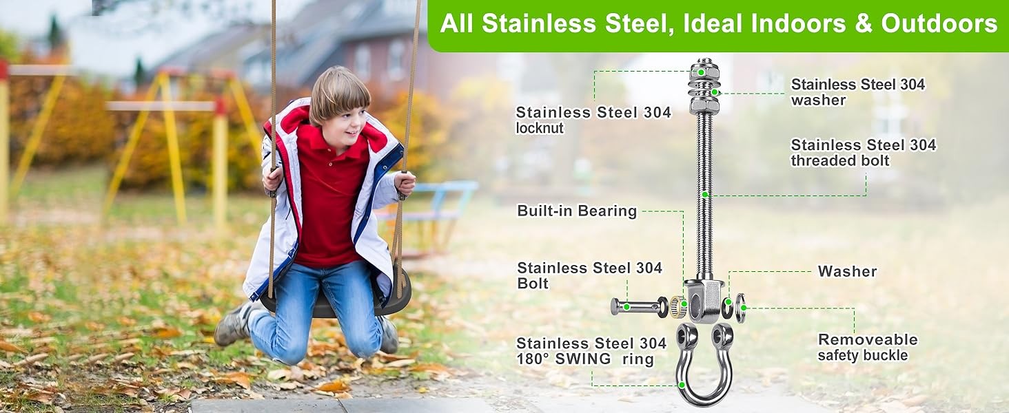 Heavy Duty Swing Hangers with Silent Bearings, 1500LB Capacity Stainless Steel